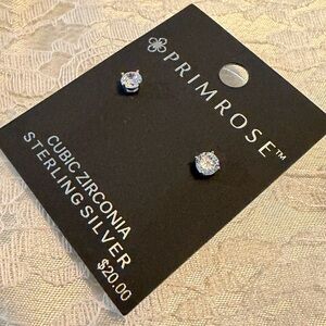 New Cubic Zirconia Sterling Silver Stud Earrings Primrose Unisex Classy Chic